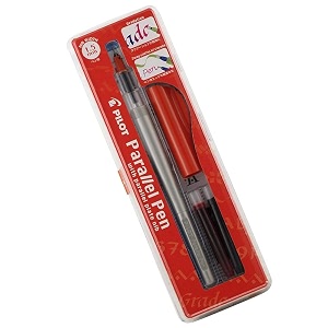 pilot parallel calligraphy pen set black and red ink cartridges 15mm nib