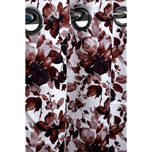 152 cm printed fabric floral design window curtain brown  fine quality fabric  for home  polyester fabric  152 l x 121 w centimeters  5 feet  pack of 4
