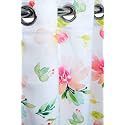 152 cm Printed Fabric Floral Design Window Curtain (Pink &amp; White) | Fine Quality Fabric | for Home | Polyester Fabric | 152 L x 121 W Centimeters | 5 Feet | Pack of 2