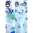 152 cm Printed Fabric Floral Design Window Curtain (Blue &amp; White) | Fine Quality Fabric | for Home | Polyester Fabric | 152 L x 121 W Centimeters | 5 Feet | Pack of 4