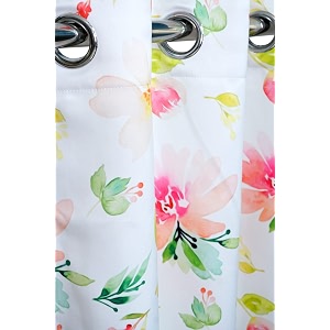 213 cm printed fabric floral design window long curtain pink amp white  fine quality fabric  for home  polyester fabric  213l x 121w centimeters  7 feet  pack of 2