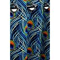 213 cm Peacock Feather Print Window Single Long Curtain (Blue) | Fine Quality Fabric | for Home | Polyester Fabric | Pack of 1 | 7 Feet | 213L x 121 W Centimeters