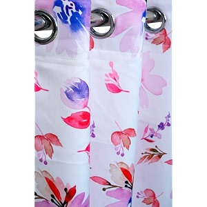 274 cm printed fabric floral design window amp door long curtain pink amp purple  fine quality fabric  for home  polyester fabric  274l x 121w centimeters  9 feet  pack of 4