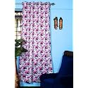 274 cm Printed Floral Design Window &amp; Door Single Long Curtain (Pink &amp; Blue) | Fine Quality Polyester Fabric | for Home | 274L x 121W Centimeters | 9 Feet | Pack of 1