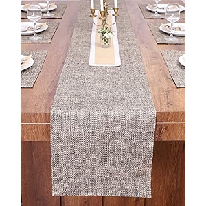 washable jute heavy heat resistant fabric table runner with natural jute center piece for dining tablecenter table dinner party 14 x 60 inch - gold n grey