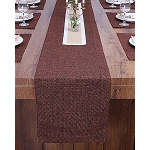 washable jute heavy heat resistant fabric table runner with natural jute center piece for dining tablecenter table dinner party 14 x 60 inch - rustic copper