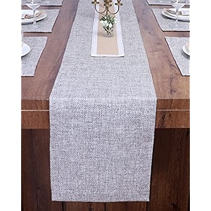 washable jute heavy heat resistant fabric table runner with natural jute center piece for dining tablecenter table dinner party 14 x 36 inch - charcol grey