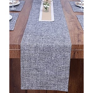 washable jute heavy heat resistant fabric table runner with natural jute center piece for dining tablecenter table dinner party 14 x 108 inch - light grey