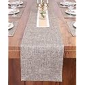 Washable Jute Heavy Heat Resistant Fabric Table Runner with Natural Jute Center Piece for Dining Table/Center Table Dinner Party (14 x 60 inch - Gold n Grey)
