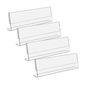 parikshit sublimation 4x2 4pcs acrylic name plate holder for office wall table door desk clear name plate stand sign holder organizor 4 x 2 inch - pack of 4 table top