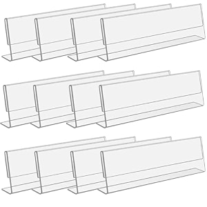 parikshit sublimation 6x2 12pcs acrylic name plate holder for office wall table door desk clear name plate stand sign organizor 6 x 2 inch - pack of 12 table top