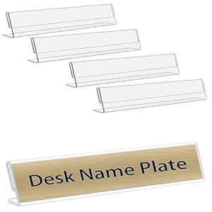 parikshit sublimation acrylic 10x2 4pcs name plate holder for office wall table door desk clear name plate stand sign holder organizor 10 x 2 inch - pack of 4 table top