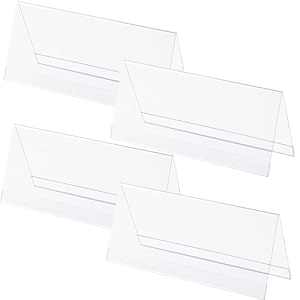 parikshit sublimation 6x3 4pcs acrylic name plate holder for office wall table door desk clear name plate stand sign holder organizor 6 x 3 inch - pack of 4 dual side