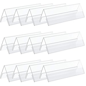 parikshit sublimation 10x3 12pcs acrylic name plate holder for office wall table door desk clear name plate stand sign holder organizor 10 x 3 inch - pack of 12 dual side