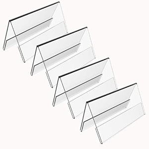 parikshit sublimation 4x2 4pcs acrylic name plate holder for office wall table door desk clear name plate stand sign holder organizor 4 x 2 inch - pack of 4 dual side