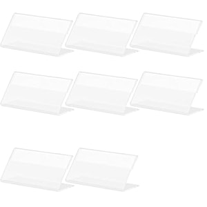 parikshit sublimation 4x2 8pcs acrylic name plate holder for office wall table door desk clear name plate stand sign holder organizor 4 x 2 inch - pack of 8 table top