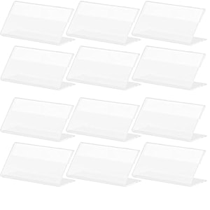 parikshit sublimation 4x2 12pcs acrylic name plate holder for office wall table door desk clear name plate stand sign holder organizor 4 x 2 inch - pack of 12 table top