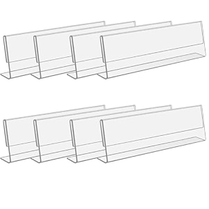 parikshit sublimation 6x2 8pcs acrylic name plate holder for office wall table door desk clear name plate stand sign holder organizor 6 x 2 inch - pack of 8 table top
