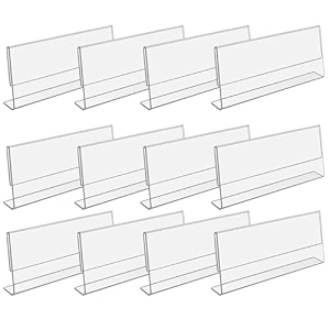 parikshit sublimation 6x3 12 pcs acrylic name plate holder for office wall table door desk clear name plate stand sign holder organizor 6 x 3 inch - pack of 12 table top