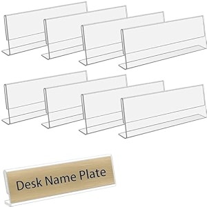 parikshit sublimation 8x3 8pcs acrylic name plate holder for office wall table door desk clear name plate stand sign holder organizor 8 x 3 inch - pack of 8 table top