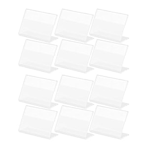 parikshit sublimation 4x3 12pcs acrylic name plate holder for office wall table door desk clear name plate stand sign holder organizor 4 x 3 inch - pack of 12 table top