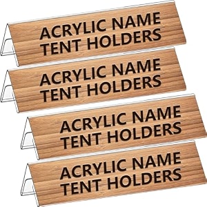 parikshit sublimation 8x2 4pcs acrylic name plate holder for office wall table door desk clear name plate stand sign holder organizor 8 x 2 inch - pack of 4 dual side
