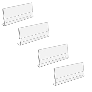 parikshit sublimation 6x3 4pcs acrylic name plate holder for office wall table door desk clear name plate stand sign holder organizor 6 x 3 inch - pack of 4 table top