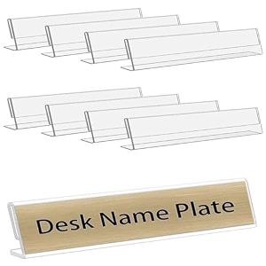 parikshit sublimation 10x2 8pcs acrylic name plate holder for office wall table door desk clear name plate stand sign holder organizor 10 x 2 inch - pack of 8 table top