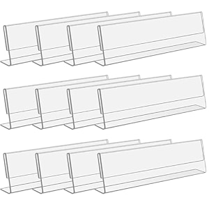 parikshit sublimation 10x3 12pcs acrylic name plate holder for office wall table door desk clear name plate stand sign holder organizor 10 x 3 inch - pack of 12 table top