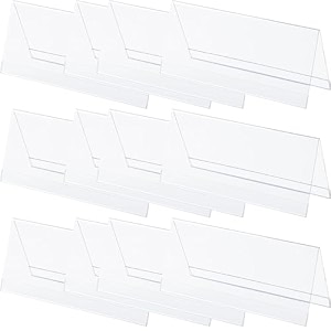parikshit sublimation 6x3 12pcs acrylic name plate holder for office wall table door desk clear name plate stand sign holder organizor 6 x 3 inch - pack of 12 dual side
