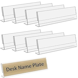 parikshit sublimation 10x3 8pcs acrylic name plate holder for office wall table door desk clear name plate stand sign holder organizor 10 x 3 inch - pack of 8 table top