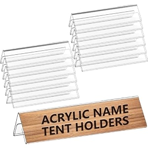 parikshit sublimation 10x2 12pcs acrylic name plate holder for office wall table door desk clear name plate stand sign holder organizor 10 x 2 inch - pack of 12 table top