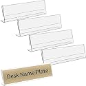 Parikshit Sublimation 10x3 4pcs acrylic name plate holder for office wall table door desk clear name plate stand sign holder organizor (10 X 3 INCH - PACK OF 4, Table Top)