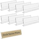 Parikshit Sublimation 8x3 8pcs acrylic name plate holder for office wall table door desk clear name plate stand sign holder organizor (8 X 3 INCH - PACK OF 8, Table Top)