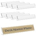 Parikshit Sublimation 10x2 8pcs acrylic name plate holder for office wall table door desk clear name plate stand sign holder organizor (10 X 2 INCH - PACK OF 8, Table Top)