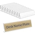 Parikshit Sublimation 8x2 12pcs Acrylic Name Plate Holder for Office Wall Table Door Desk Clear Name Plate Stand Sign Holder Organizor (8 X 2 INCH - PACK OF 12, Table Top)