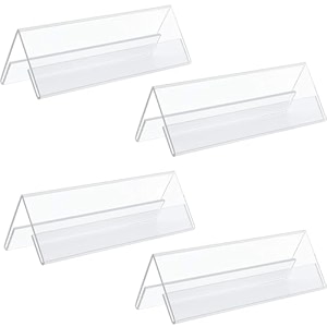 parikshit sublimation 6x2 4pcs acrylic name plate holder for office wall table door desk clear name plate stand sign holder organizor 6 x 2 inch - pack of 4 wall mounted
