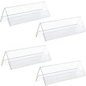 Parikshit Sublimation 6x2 4pcs Acrylic Name Plate Holder for Office Wall Table Door Desk Clear Name Plate Stand Sign Holder Organizor (6 X 2 INCH - PACK OF 4, Wall Mounted)