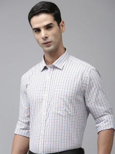 PARK AVENUE Men Checkered Formal Yellow Shirt