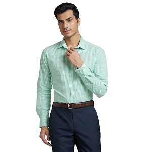 Park Avenue Men Cotton Checkered Slim Fit