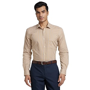 Park Avenue Men Cotton Checkered Slim Fit