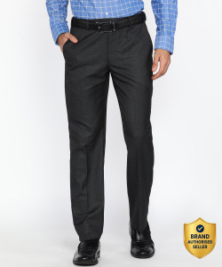 PARK AVENUE Men Regular Fit Grey Polyester