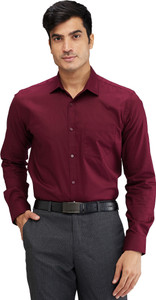 PARK AVENUE Men Self Design Formal Maroon