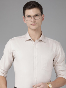 PARK AVENUE Men Self Design Formal Beige