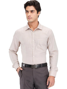 PARK AVENUE Men Self Design Formal Brown