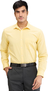 PARK AVENUE Men Self Design Formal Yellow