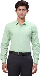 PARK AVENUE Men Self Design Formal Green