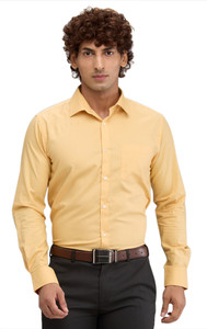 PARK AVENUE Men Self Design Formal Yellow