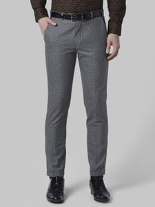 PARK AVENUE Men Slim Fit Grey Polyester
