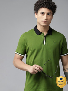 PARK AVENUE Men Solid Polo Neck Cotton